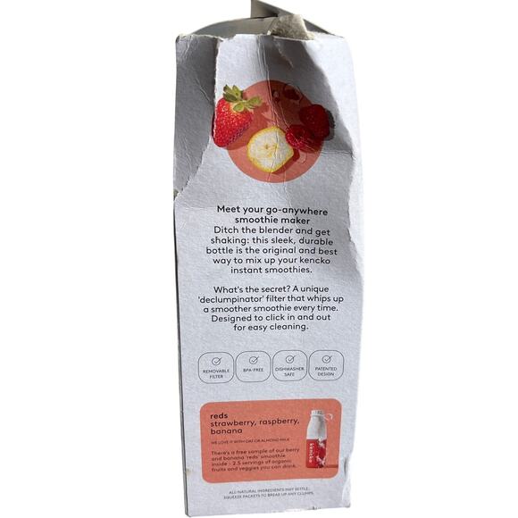 Kencko Shaker Bottle Instabt Smoothie NIB White - Picture 2 of 6
